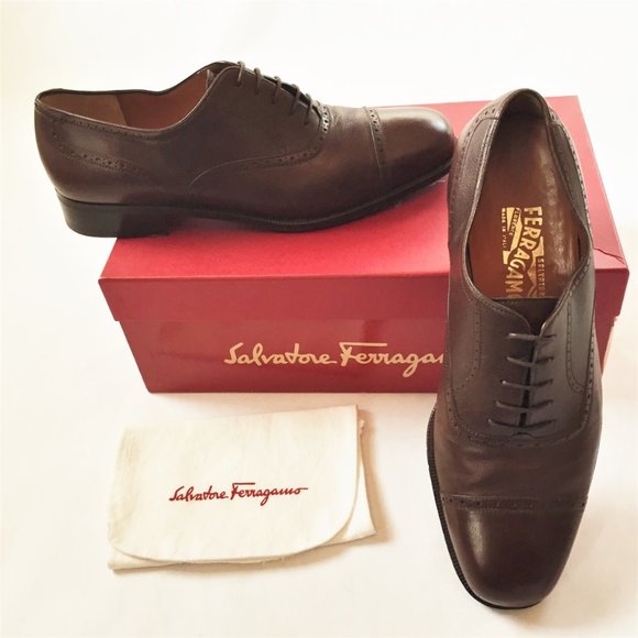 SALVATORE FERRAGAMO men\'s oxfords, brown s…